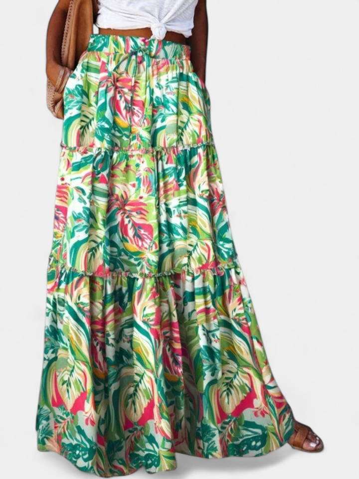WILDA | Women's Floral Pleated A-Line Midi Skirt