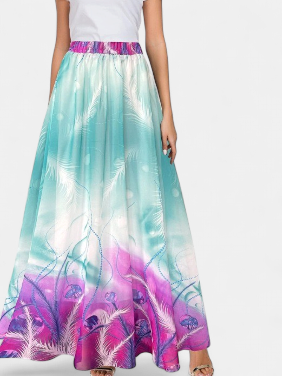 WILDA | Women's Floral Pleated A-Line Midi Skirt