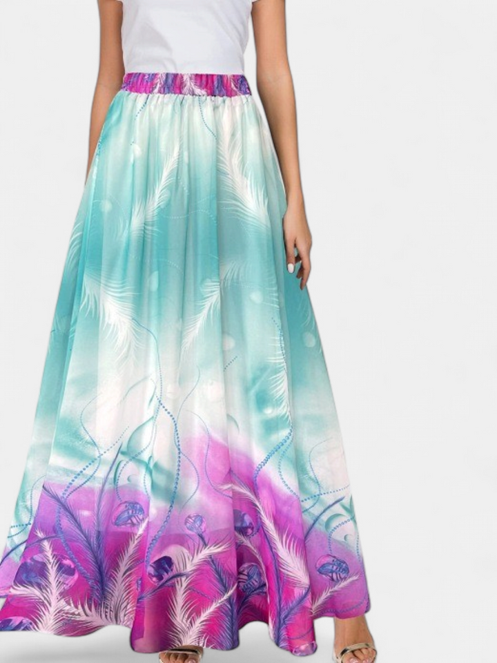 WILDA | Women's Floral Pleated A-Line Midi Skirt