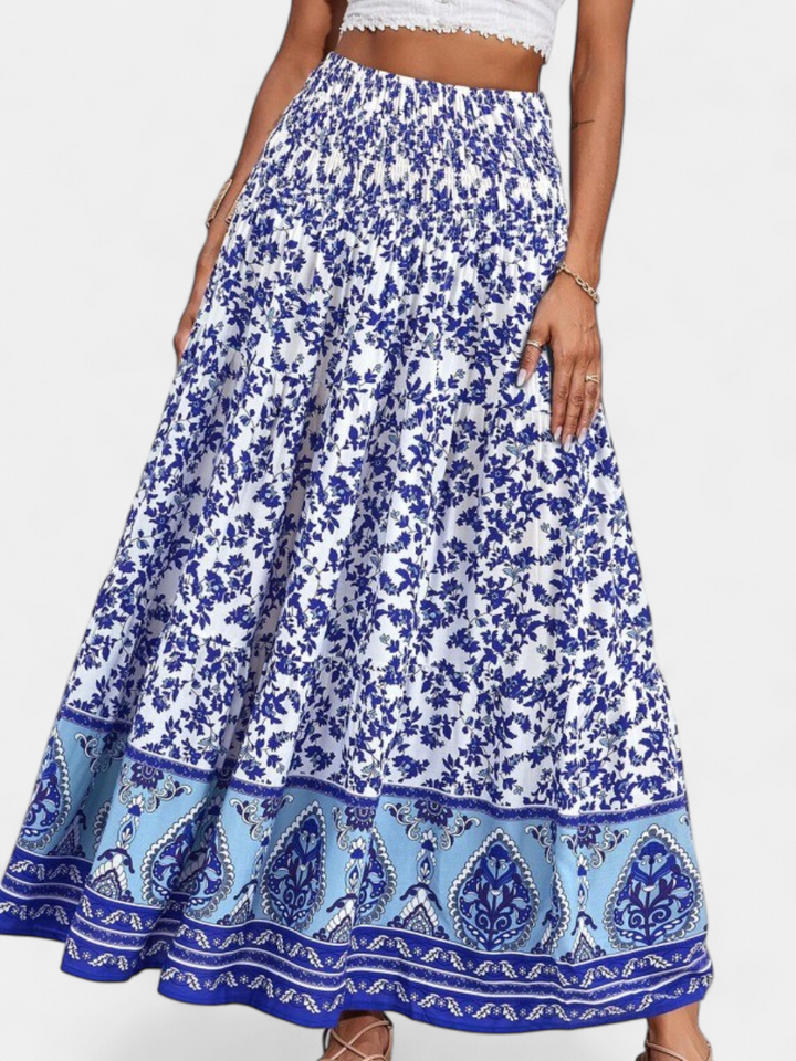WILDA | Women's Floral Pleated A-Line Midi Skirt