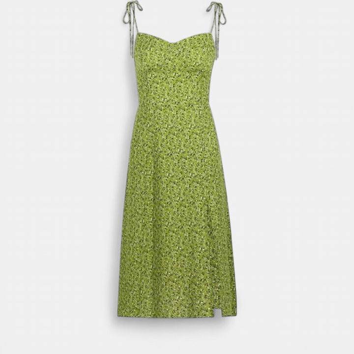 Women's Floral Midi Slip Dress, Ditsy Print Side Slit