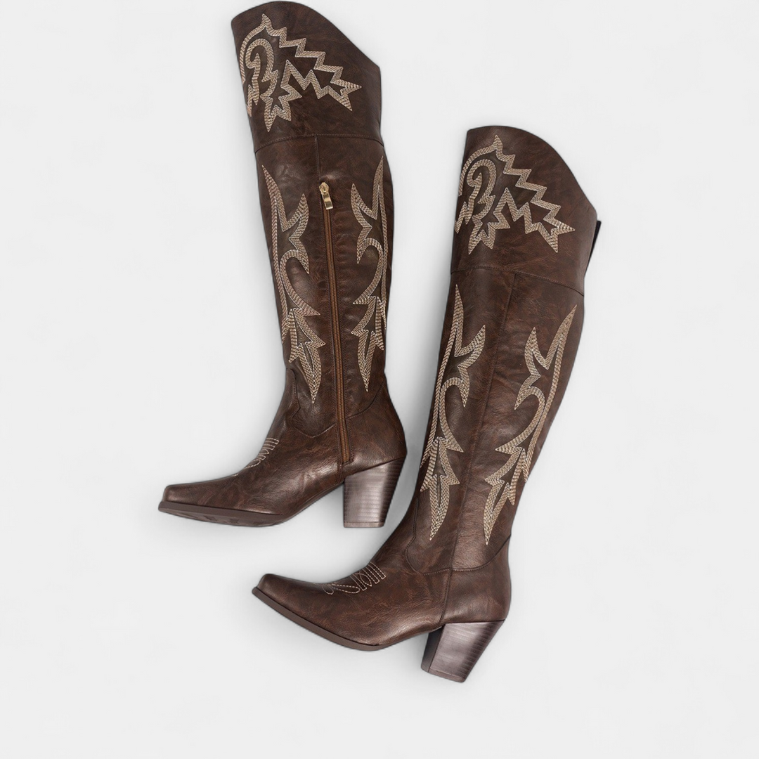 Women's Over The Knee Cowboy Boots, Pointed Snip Toe