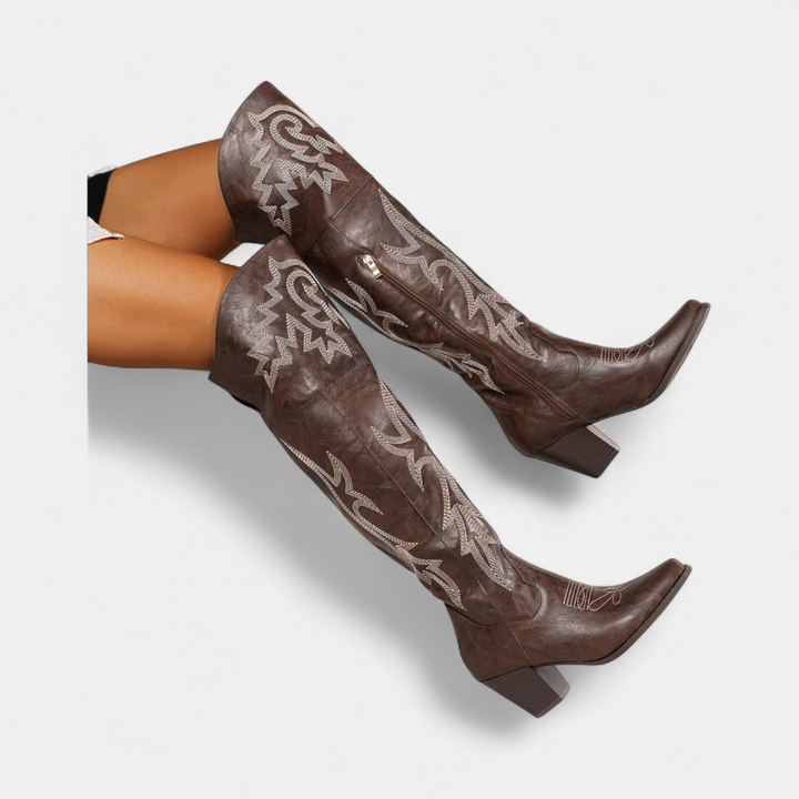 Women's Over The Knee Cowboy Boots, Pointed Snip Toe
