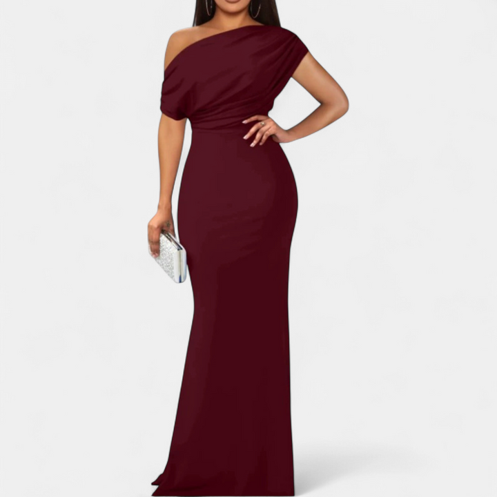 Women's Off The Shoulder Wedding Guest Maxi Dress, Fitted Mermaid