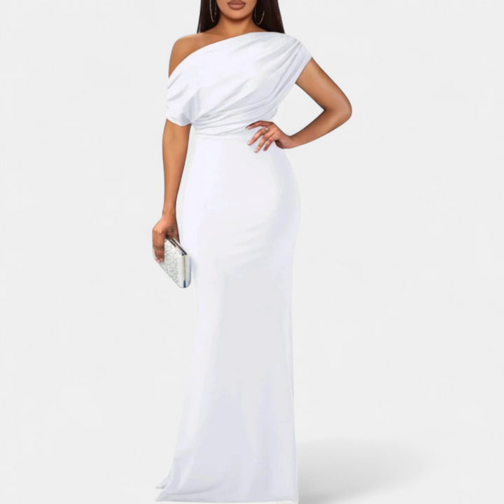 Women's Off The Shoulder Wedding Guest Maxi Dress, Fitted Mermaid