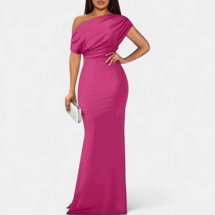 Women's Off The Shoulder Wedding Guest Maxi Dress, Fitted Mermaid