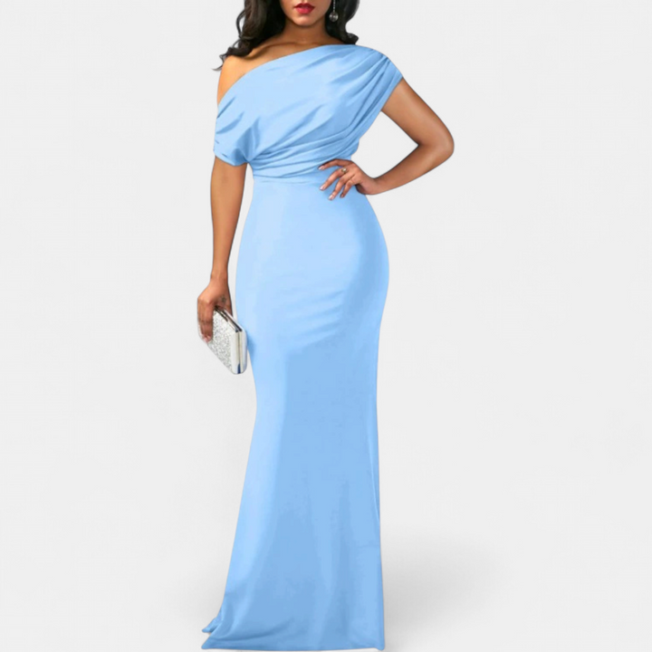 Women's Off The Shoulder Wedding Guest Maxi Dress, Fitted Mermaid