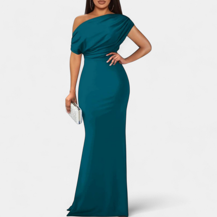 Women's Off The Shoulder Wedding Guest Maxi Dress, Fitted Mermaid