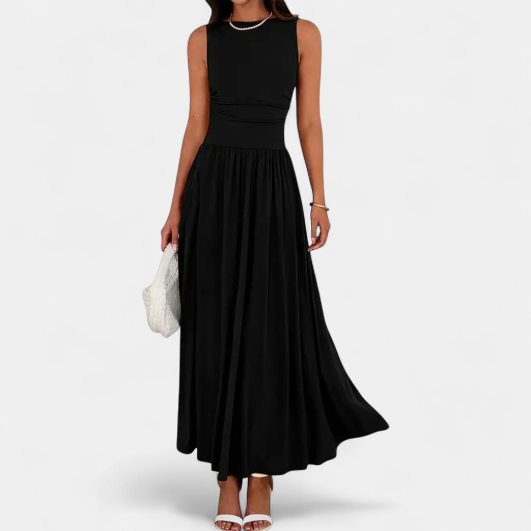 Women's Sleeveless Wedding Guest Maxi Dress, A Line With Pockets