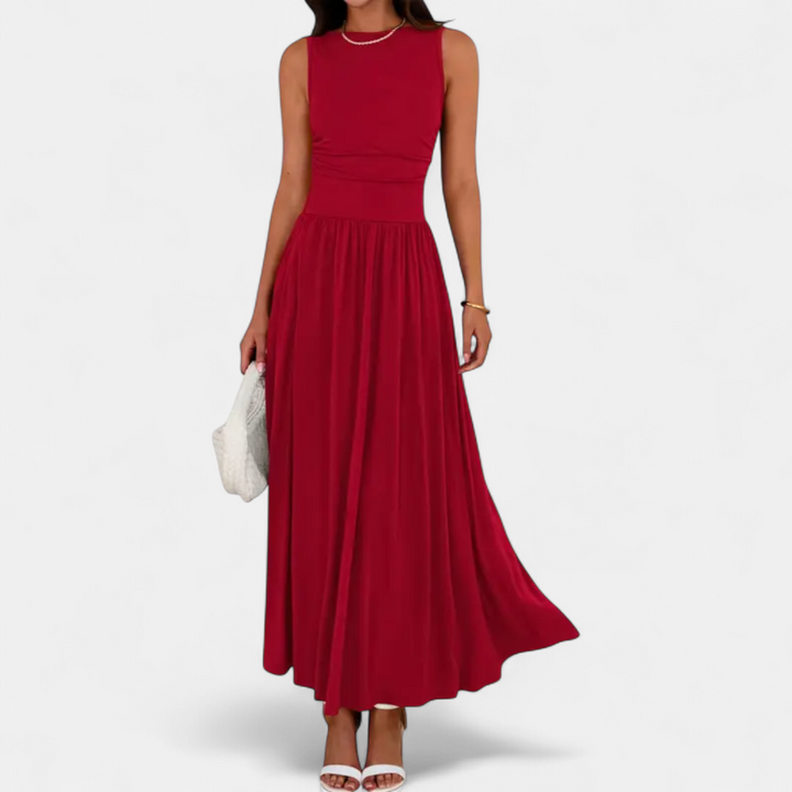 Women's Sleeveless Wedding Guest Maxi Dress, A Line With Pockets