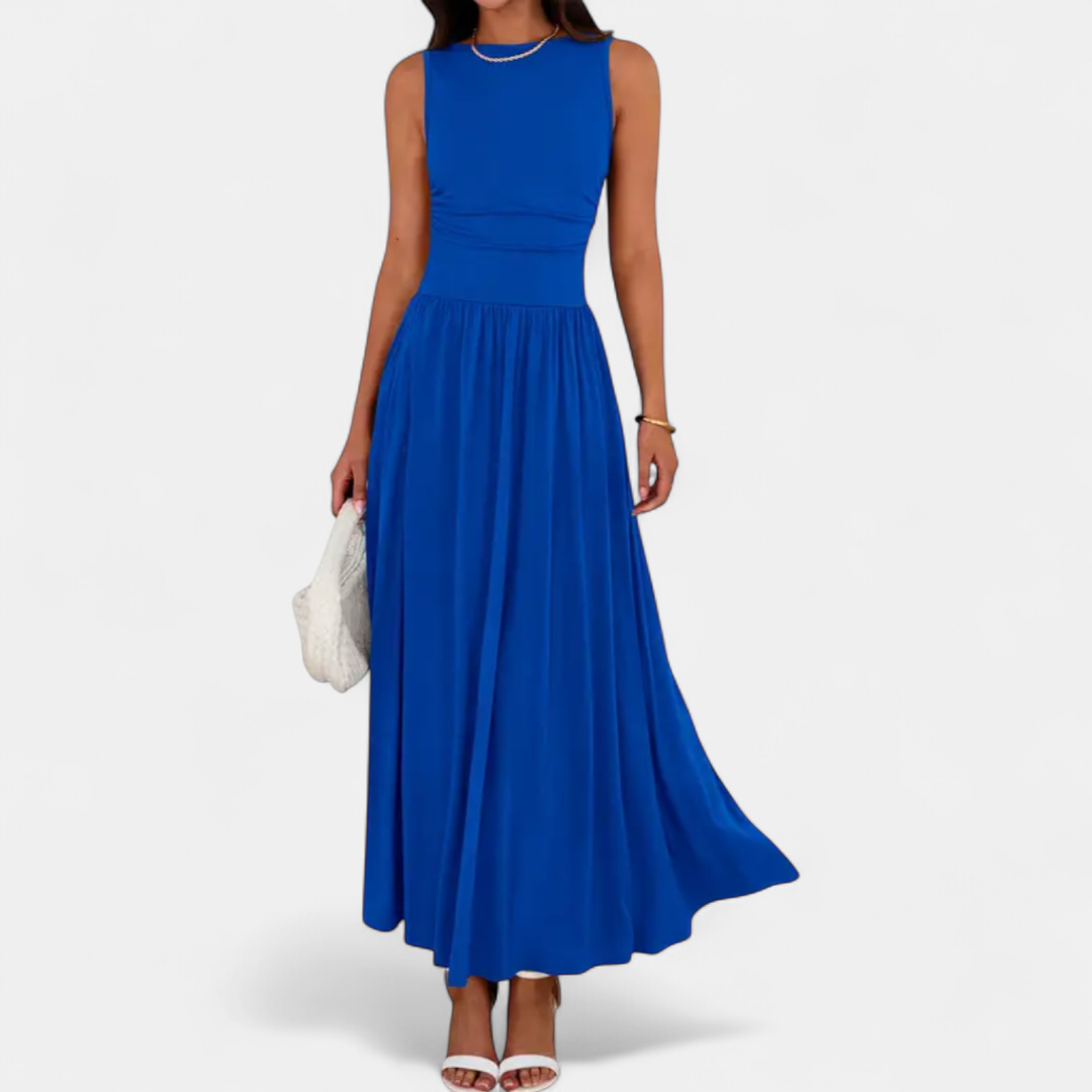 Women's Sleeveless Wedding Guest Maxi Dress, A Line With Pockets