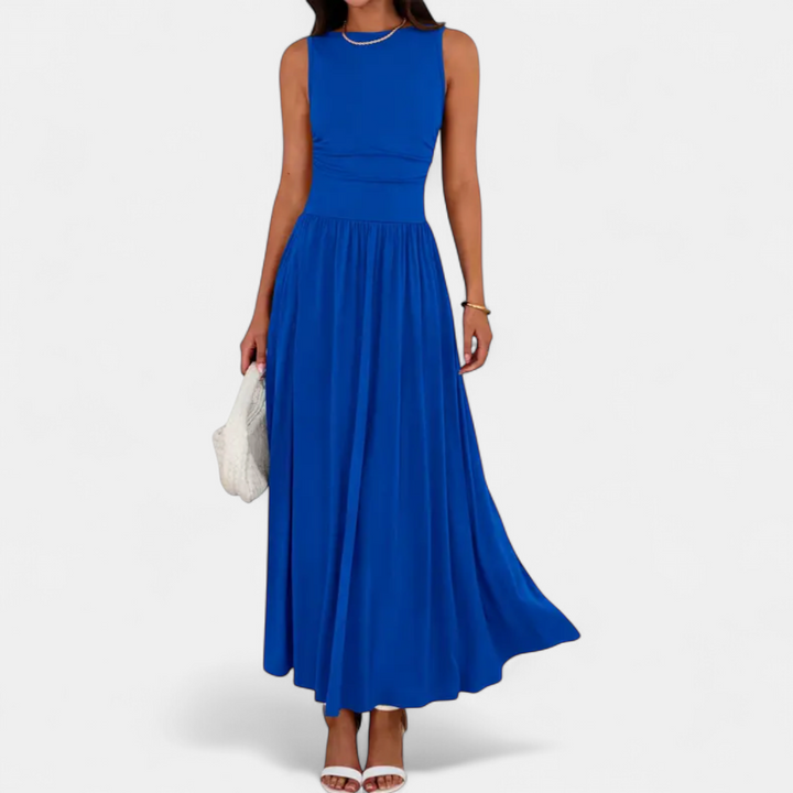 Women's Sleeveless Wedding Guest Maxi Dress, A Line With Pockets