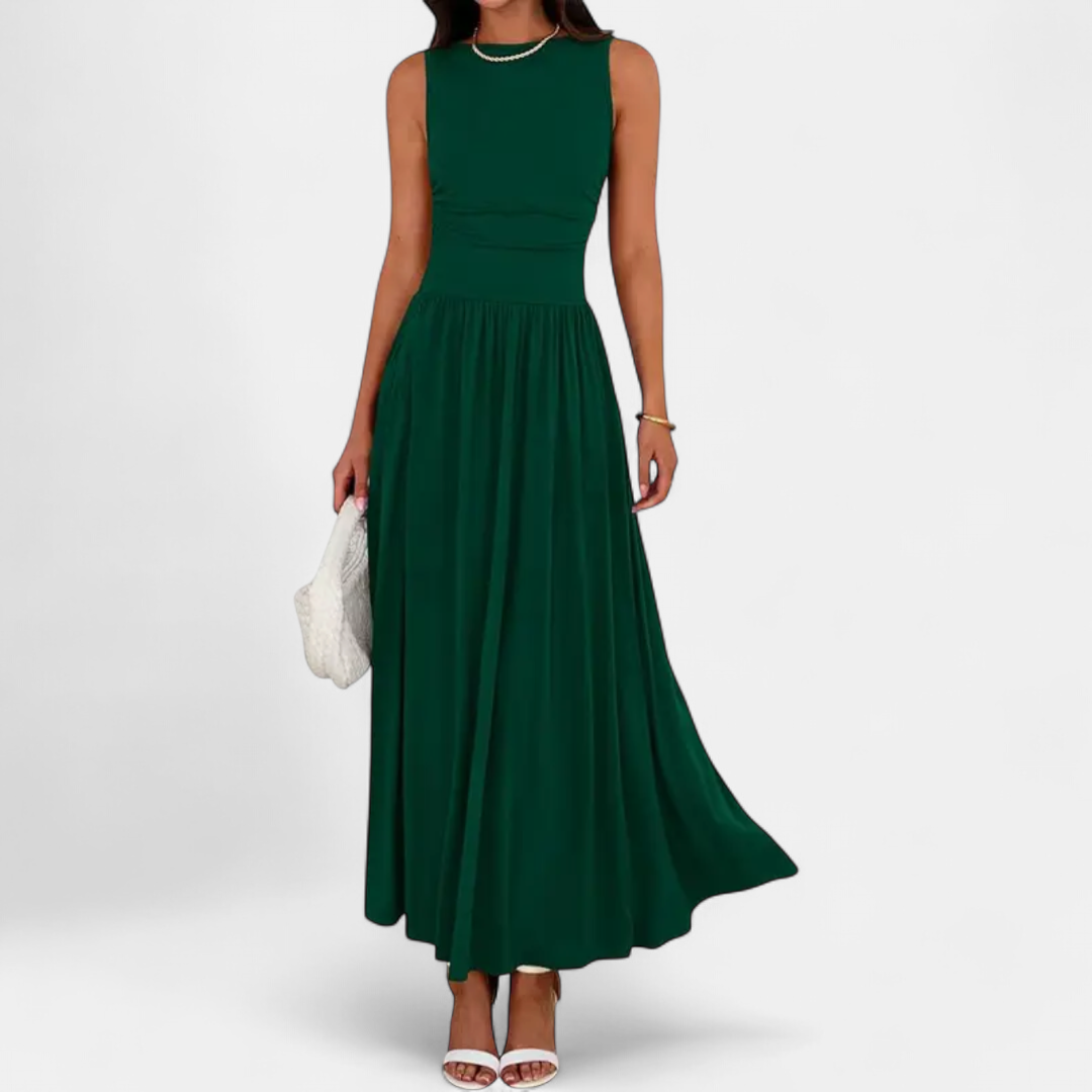 Women's Sleeveless Wedding Guest Maxi Dress, A Line With Pockets