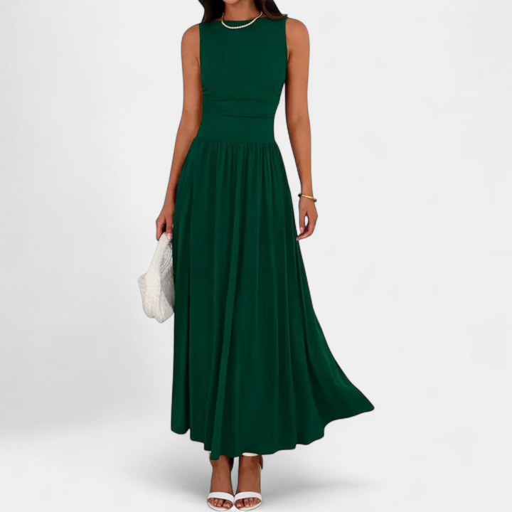 Women's Sleeveless Wedding Guest Maxi Dress, A Line With Pockets