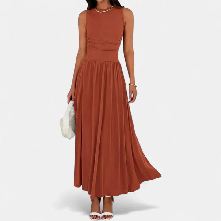 Women's Sleeveless Wedding Guest Maxi Dress, A Line With Pockets