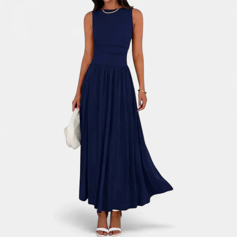 Women's Sleeveless Wedding Guest Maxi Dress, A Line With Pockets