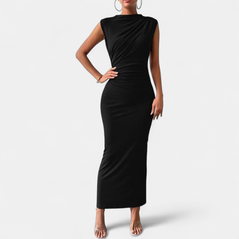 Women's Cocktail Wedding Guest Maxi Dress, Ruched Bodycon