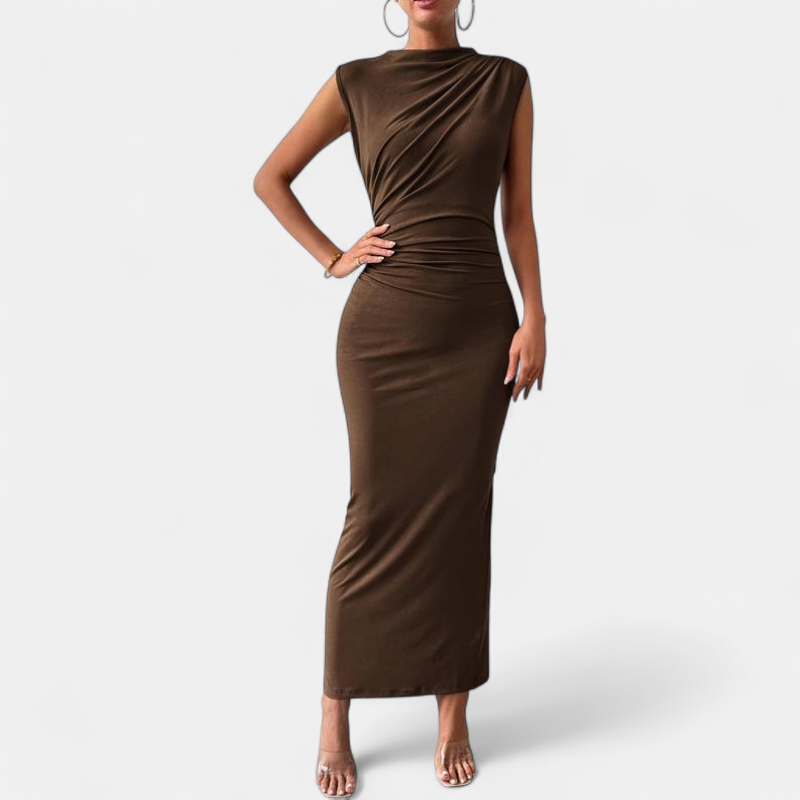 Women's Cocktail Wedding Guest Maxi Dress, Ruched Bodycon