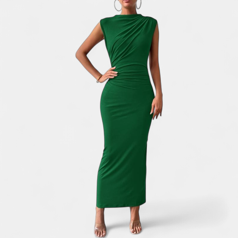 Women's Cocktail Wedding Guest Maxi Dress, Ruched Bodycon