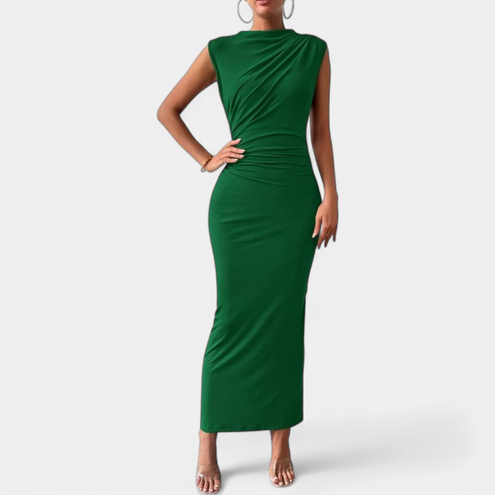 Women's Cocktail Wedding Guest Maxi Dress, Ruched Bodycon