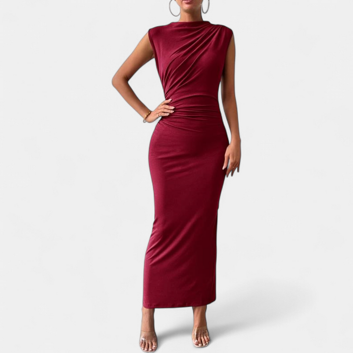 Women's Cocktail Wedding Guest Maxi Dress, Ruched Bodycon