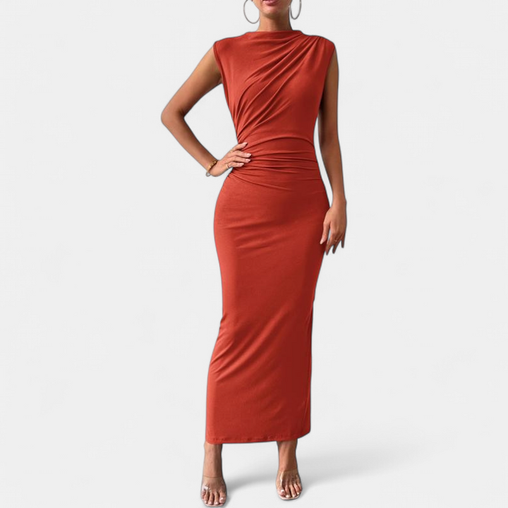Women's Cocktail Wedding Guest Maxi Dress, Ruched Bodycon