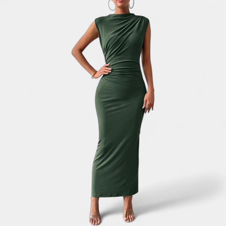 Women's Cocktail Wedding Guest Maxi Dress, Ruched Bodycon