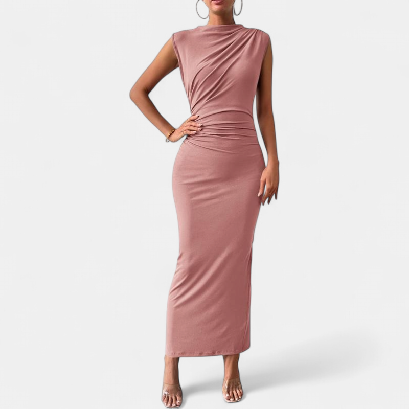 Women's Cocktail Wedding Guest Maxi Dress, Ruched Bodycon
