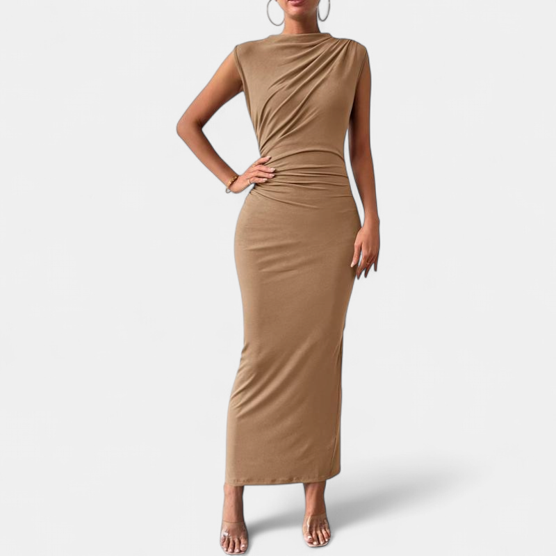 Women's Cocktail Wedding Guest Maxi Dress, Ruched Bodycon