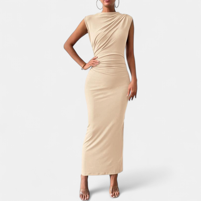Women's Cocktail Wedding Guest Maxi Dress, Ruched Bodycon