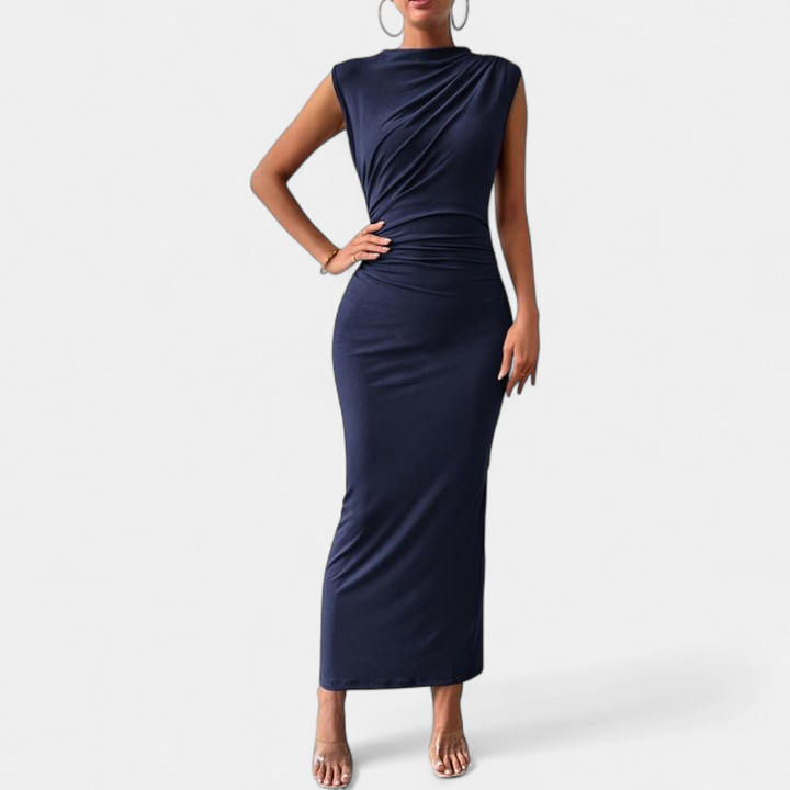 Women's Cocktail Wedding Guest Maxi Dress, Ruched Bodycon