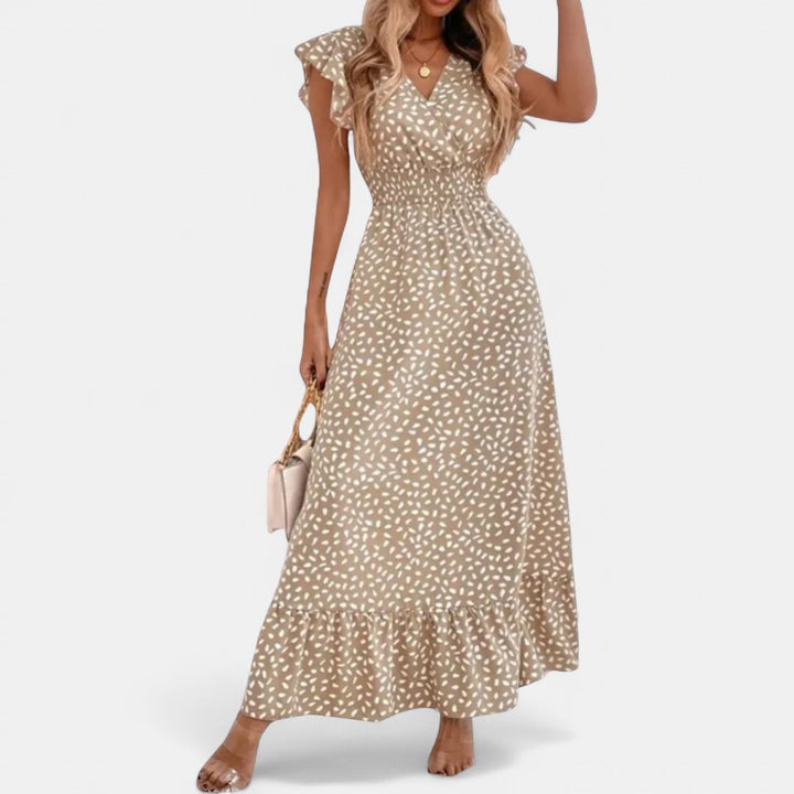 Women's Floral Wrap Wedding Guest Maxi Dress, Flutter Sleeve