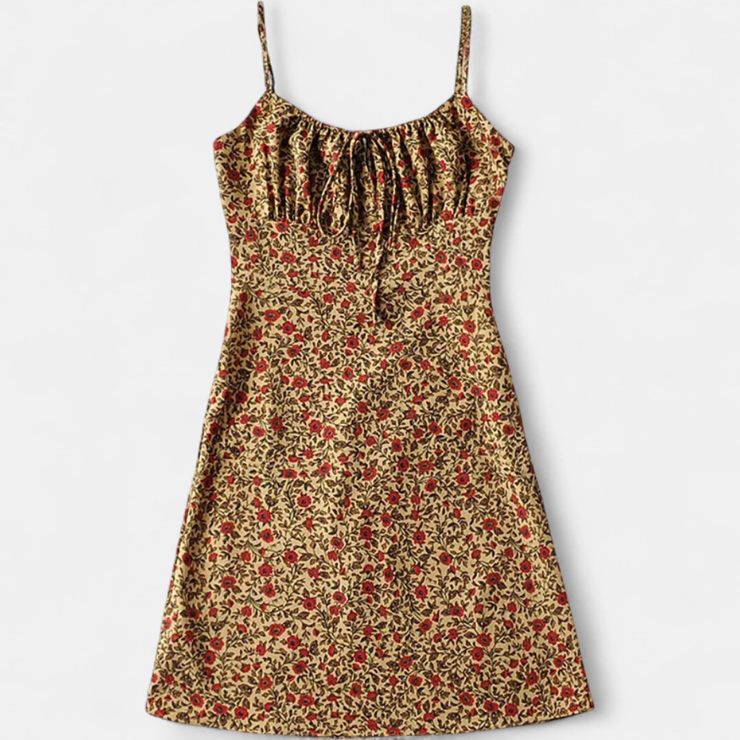 Women's Floral Slip Mini Dress, Spaghetti Strap Sweetheart