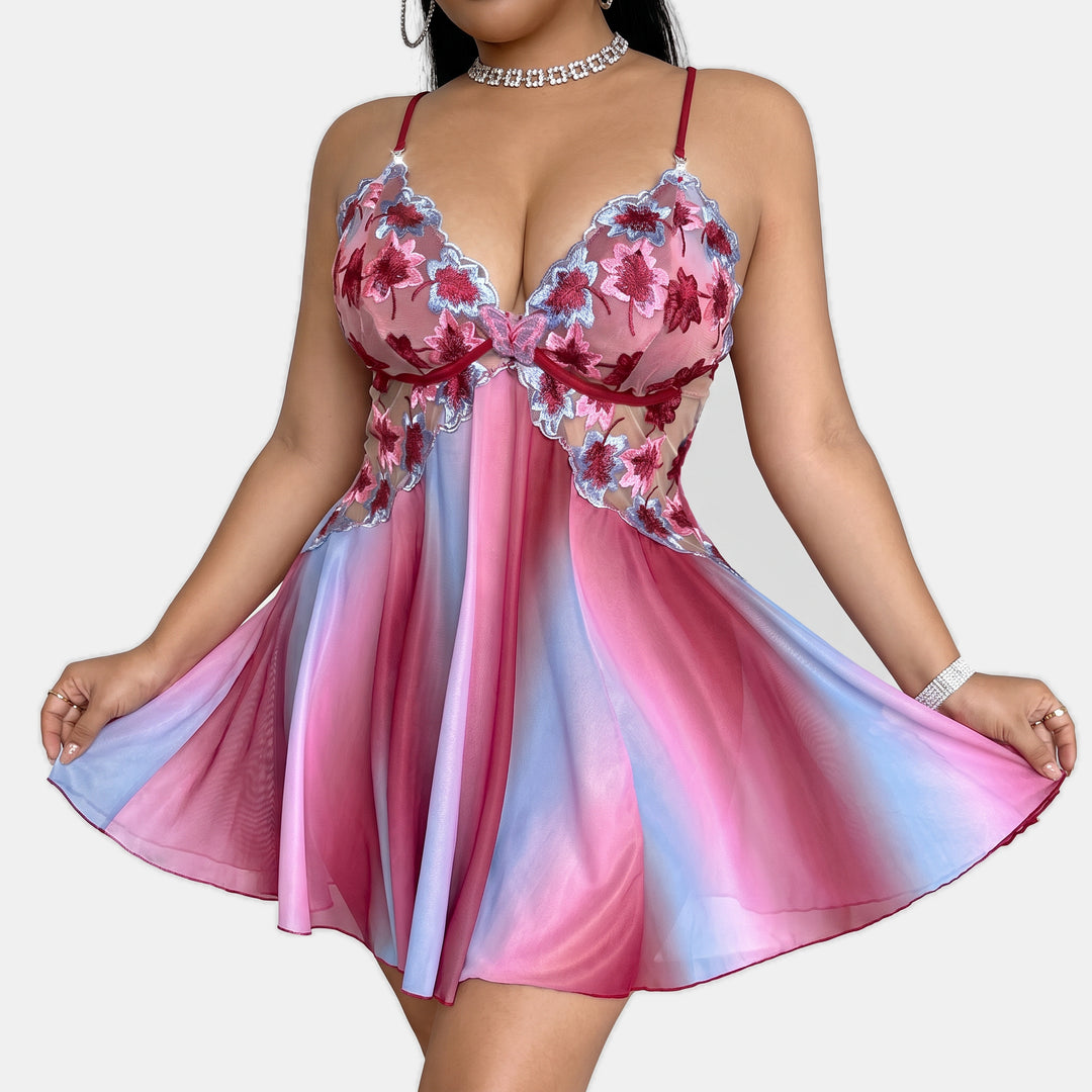 Women's A Line Short Cocktail Dress, Floral Embroidered Bustier