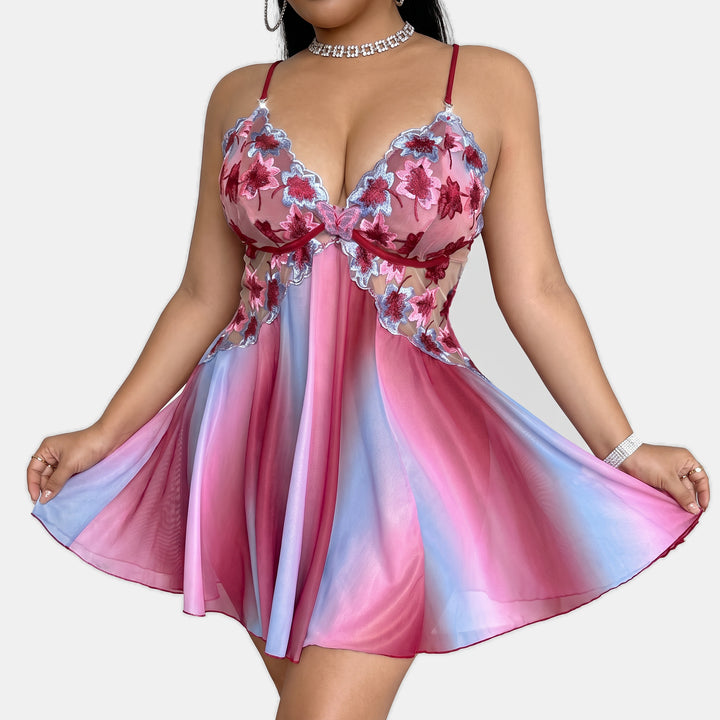 Women's A Line Short Cocktail Dress, Floral Embroidered Bustier