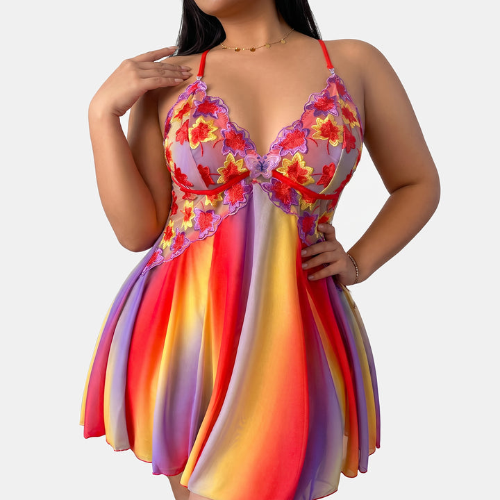 Women's A Line Short Cocktail Dress, Floral Embroidered Bustier