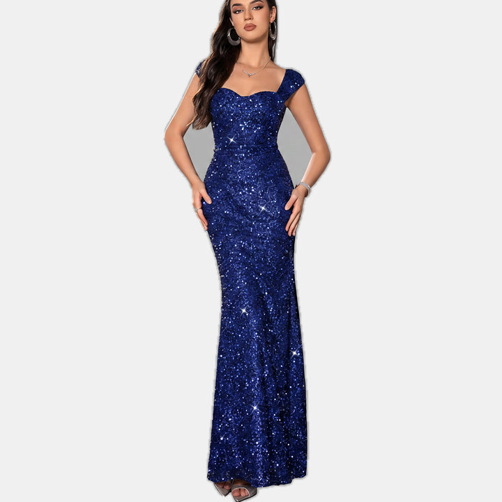 Women's Mermaid Sequin Cocktail Dress, Sweetheart Cap Sleeve