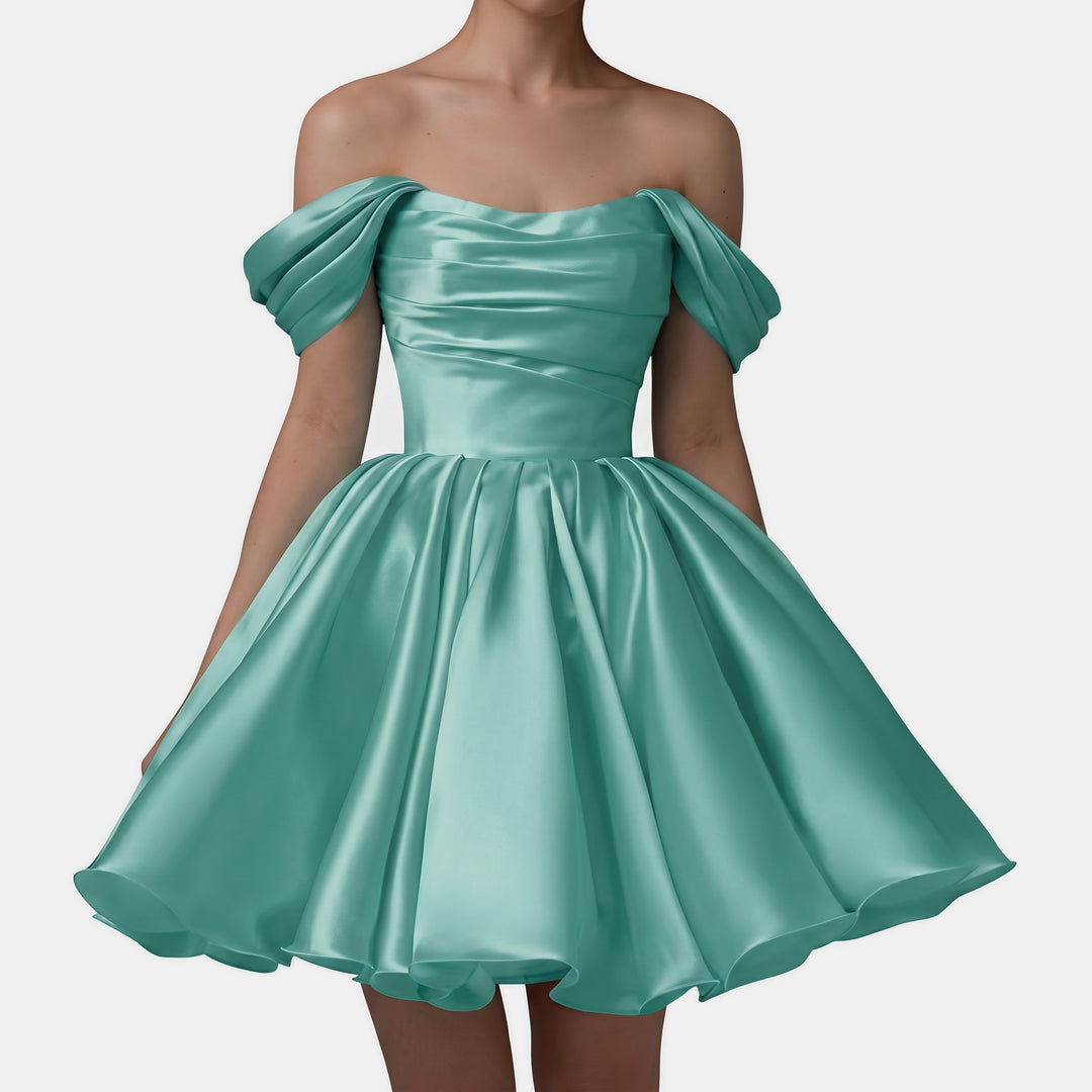 Women's A Line Mini Cocktail Dress, Off Shoulder Sweetheart Tulle