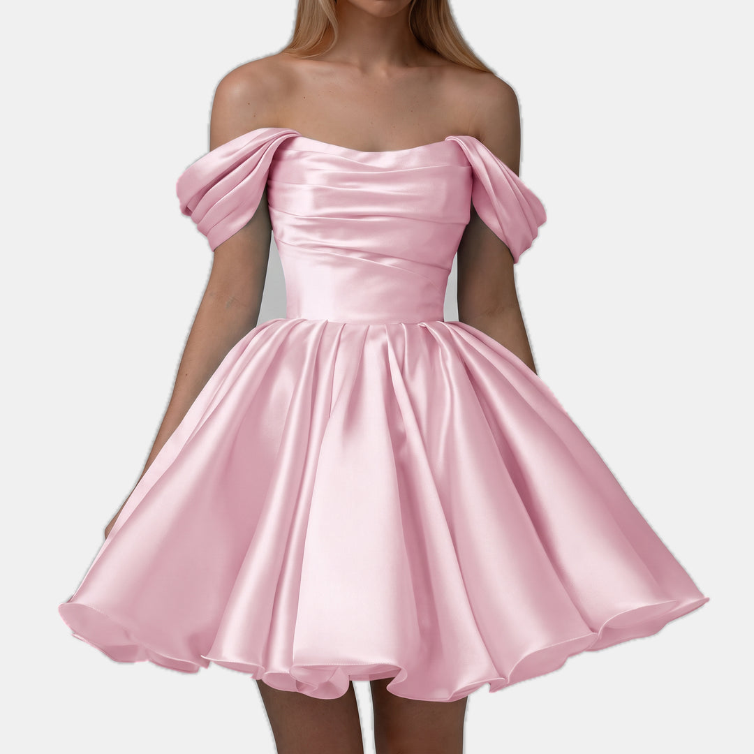 Women's A Line Mini Cocktail Dress, Off Shoulder Sweetheart Tulle