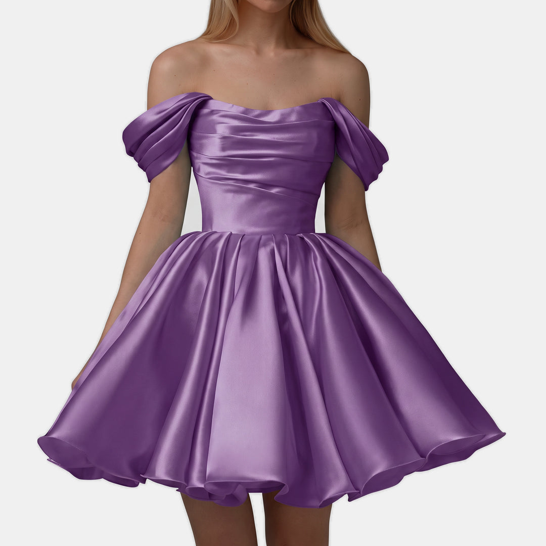 Women's A Line Mini Cocktail Dress, Off Shoulder Sweetheart Tulle