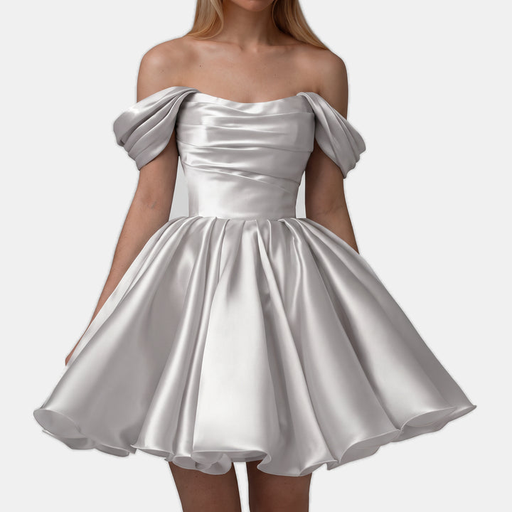 Women's A Line Mini Cocktail Dress, Off Shoulder Sweetheart Tulle
