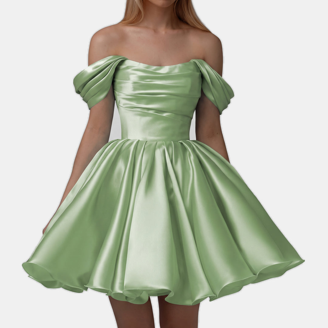 Women's A Line Mini Cocktail Dress, Off Shoulder Sweetheart Tulle