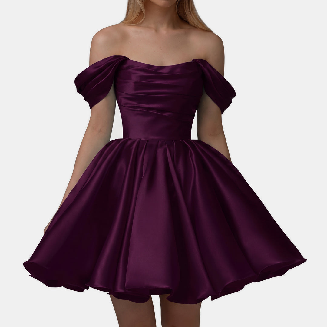Women's A Line Mini Cocktail Dress, Off Shoulder Sweetheart Tulle