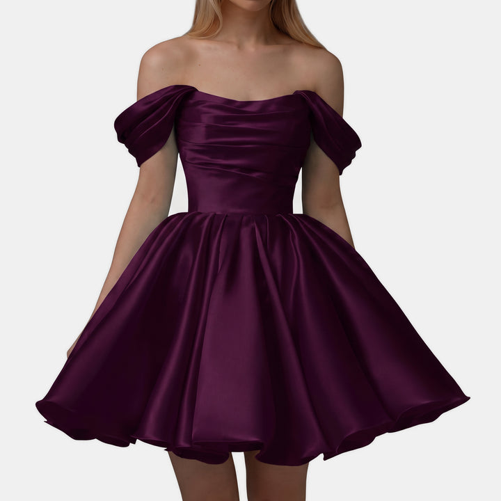 Women's A Line Mini Cocktail Dress, Off Shoulder Sweetheart Tulle