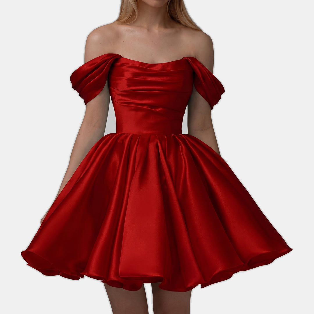 Women's A Line Mini Cocktail Dress, Off Shoulder Sweetheart Tulle