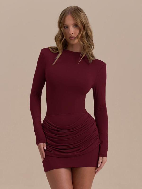 EVELYN™ Women’s Ruched Long Sleeve A Line Dress for Spring Fall