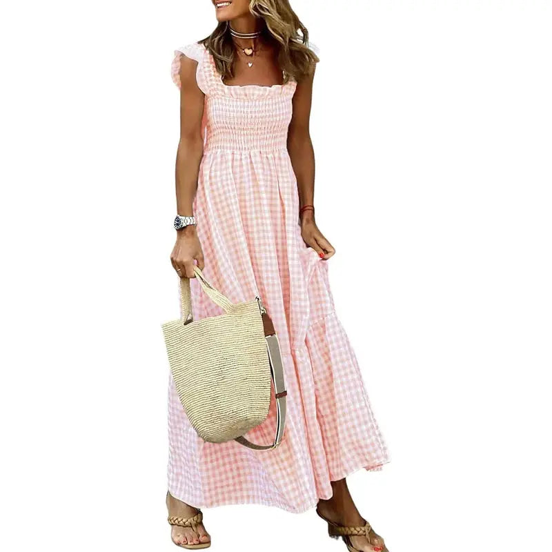 GOLDA™ – Elegant Plaid Sleeveless Long Dress
