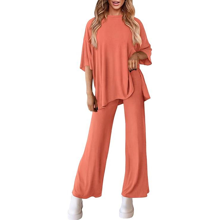 FREYA™ – Short Sleeve Lounge Top & Wide Leg Pants Set