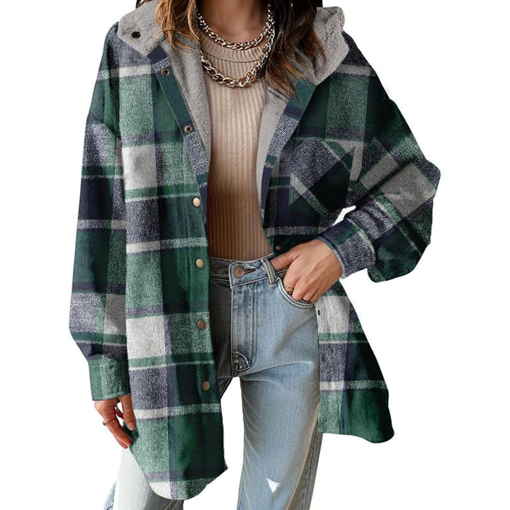 MARIE™ - Flannel Hooded Plaid Shacket Thick Winter Fleece Coat