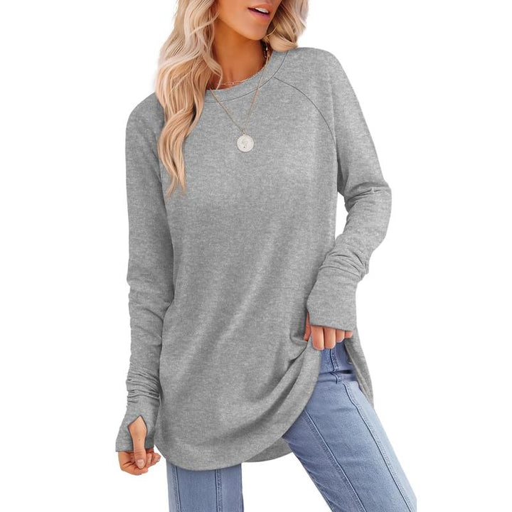 MIRA™ - Women's Long Sleeve Tunic Top with Thumb Hole and Curved Hem